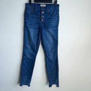 Madewell 10” high riser skinny skinny raw hem jeans size 26